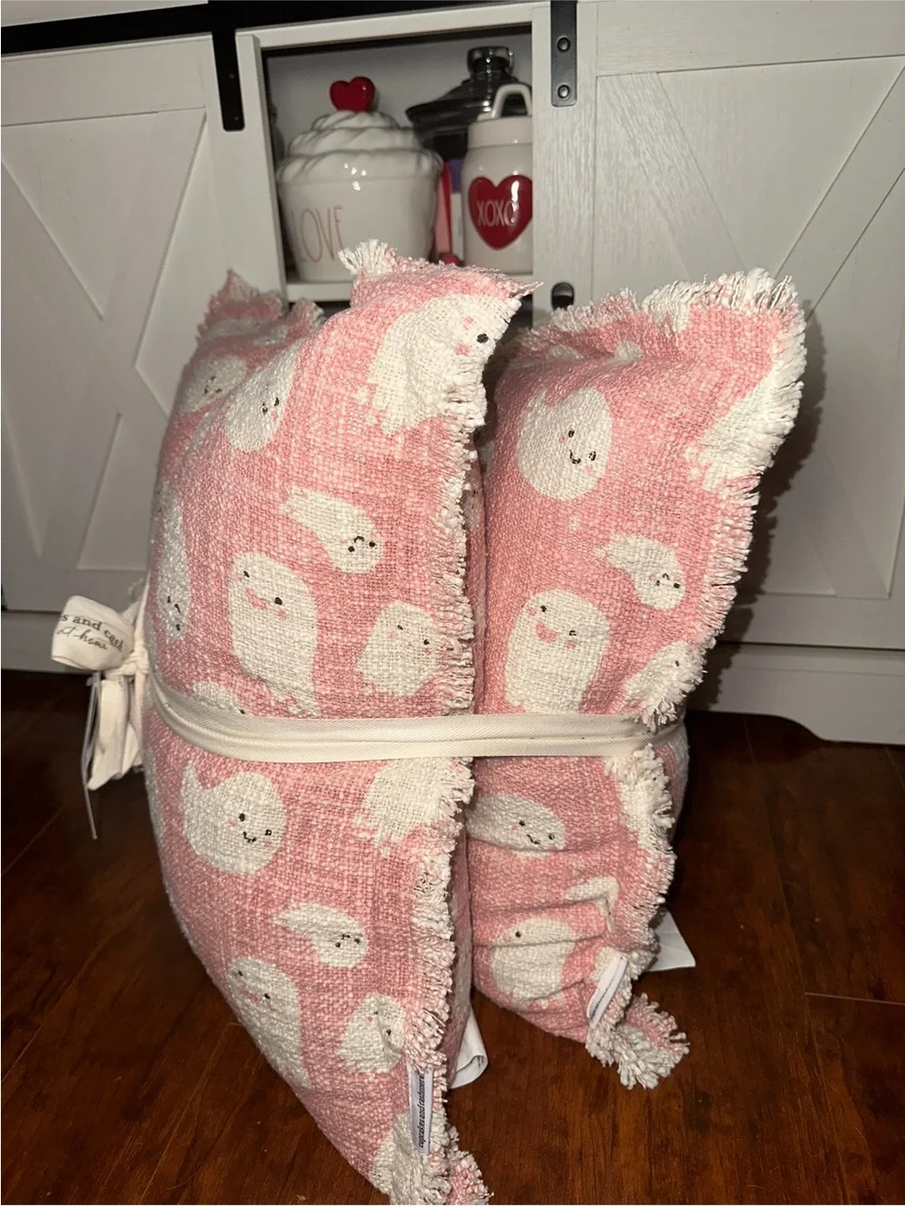 Cupcakes & Cashmere Pink Ghost Decorative Pillow Set of 2